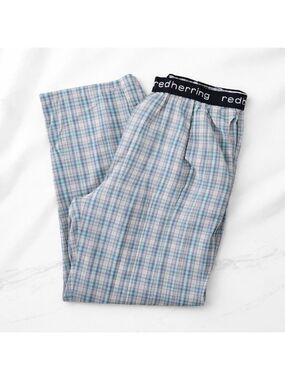 Red Herring Men’s Plaid Pajama Lounge Pants Size Medium Blue Check Sleepwear